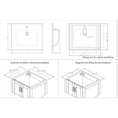 Eclife 20 White Ceramic Rectangular Drop In Bathroom Sink With Faucet